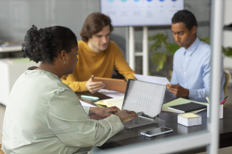Woman Using Market Intelligence Platform